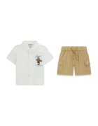 GUESS KIDS Риза с къси ръкави и къс карго панталон - Бял/Бежов