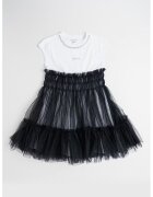 GUESS KIDS Рокля с дизайн 2 в 1 и тюл - Бял/Черен