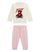 GUESS KIDS Суитшърт и панталон с фигурален принт - Слонова кост/Кафяв/Пастелнорозов