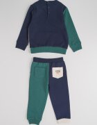 GUESS KIDS Суитшърт и спортен панталон Зелен/Крем/Тъмносин