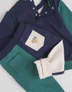 GUESS KIDS Суитшърт и спортен панталон Зелен/Крем/Тъмносин