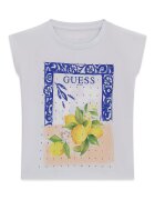 GUESS KIDS Тениска без ръкави с шарка и декоративни камъни Бял/Жълт/Син