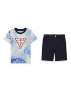 GUESS KIDS Тениска и бермуди Черен/Бледо синьо