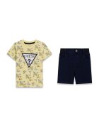 GUESS KIDS Тениска и дънкови бермуди - Бледожълт/Тъмносин
