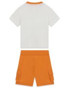 GUESS KIDS Тениска и карго бермуди Изгорен портокал/Мръснобял