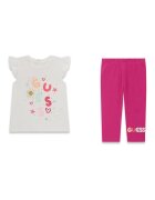 GUESS KIDS Тениска и клин Бял/Фуксия