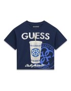 GUESS KIDS Тениска с декоративни камъни Бял/Тъмносин