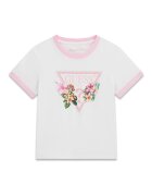 GUESS KIDS Тениска с лого Бял/Зелен/Светлорозов