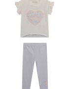 GUESS KIDS Тениска с лого и клин Сиво-бежов