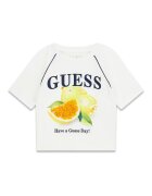 GUESS KIDS Тениска с лого и пайети Бял/Зелен/Жълт