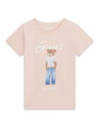 GUESS KIDS Тениска с лого и шарка на плюшено мече Бял/Бежов