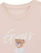 GUESS KIDS Тениска с лого и шарка на плюшено мече Бял/Бежов
