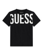 GUESS KIDS Тениска с овално деколте и лого Бял/Черен