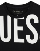 GUESS KIDS Тениска с овално деколте и лого Бял/Черен