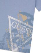 GUESS KIDS Тениска с овално деколте и лого Прашно синьо