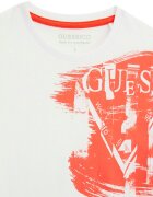 GUESS KIDS Тениска с овално деколте и лого Слонова кост/Мандарина
