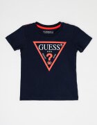 GUESS KIDS Тениска с овално деколте и лого Тъмносин