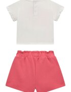 GUESS KIDS Тениска с памук и къс панталон - 2 части Мръснобял/Розово