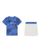 GUESS KIDS Тениска с принт и къс панталон с бродирано лого Бял/Тъмносин