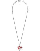 GUESS Колие от неръждаема стомана с висулка с кристали - Червен/Сребрист