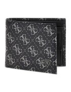 GUESS Кожен портфейл Milano с двойно прегъване и лого - Черен/Сив