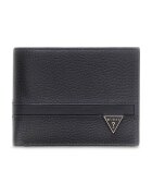 GUESS Кожен портфейл Monaco с двойно прегъване - Черен