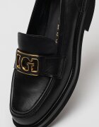 GUESS Кожени мокасини с лого Черен