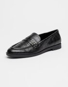 GUESS Кожени мокасини с шагрен Черен