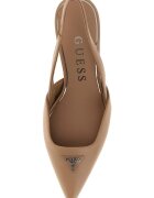 GUESS Кожени обувки на ток с лого Светло бежово