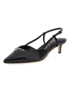 GUESS Кожени обувки с котешки ток Черен