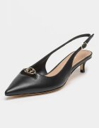 GUESS Кожени обувки с котешки ток Черен