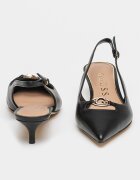 GUESS Кожени обувки с котешки ток Черен