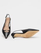 GUESS Кожени обувки с котешки ток Черен