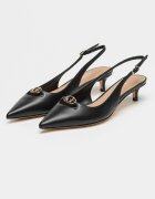 GUESS Кожени обувки с котешки ток Черен