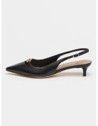 GUESS Кожени обувки с котешки ток - Черен