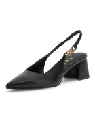 GUESS Кожени обувки с отворена пета и масивен ток Черен