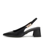 GUESS Кожени обувки с отворена пета и масивен ток - Черен