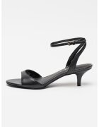 GUESS Кожени сандали с котешки ток - Черен
