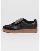 GUESS Маратонки с велур и лого - Тъмнокафяв/Избеляло черно