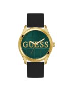 GUESS Мъжки часовник GW0887G2 - 44 мм - силиконова каишка - стоманен корпус - водоустойчив на 3 ATM - черен - златист