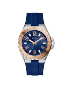 GUESS Мъжки часовник GW0909G2 - златна каса - сива метализирана силиконова каишка - кварцов механизъм - 44мм