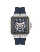 GUESS Мъжки часовник Leo - кварц - тъмносин циферблат - 42x10.1 мм - силиконова каишка - водоустойчивост 3 ATM