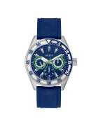 GUESS Мъжки часовник модел GW0904G1 - кварцов механизъм - стоманен корпус - силиконова каишка - сребрист - 44мм