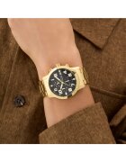GUESS Мъжки часовник модел GW0917G2 корпус 44мм стоманена каишка златен цвят кварцов механизъм водоустойчивост 5 ATM