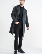GUESS Палто с вълна Austin с раздвоен ревер Tъмносив