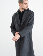 GUESS Палто с вълна Austin с раздвоен ревер Tъмносив