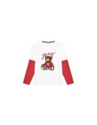 GUESS Памучна блуза с апликация мече и 2в1 дизайн