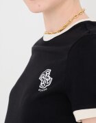 GUESS Памучна тениска с контрасти Слонова кост/Черен