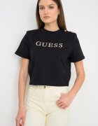 GUESS Памучна тениска с лого Златист/Черен