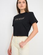 GUESS Памучна тениска с лого Златист/Черен